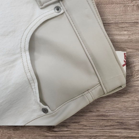 Abercrombie & Fitch Slim Straight Ultra High Rise Faux Leather Denim Jeans 34-18 - Picture 8 of 14